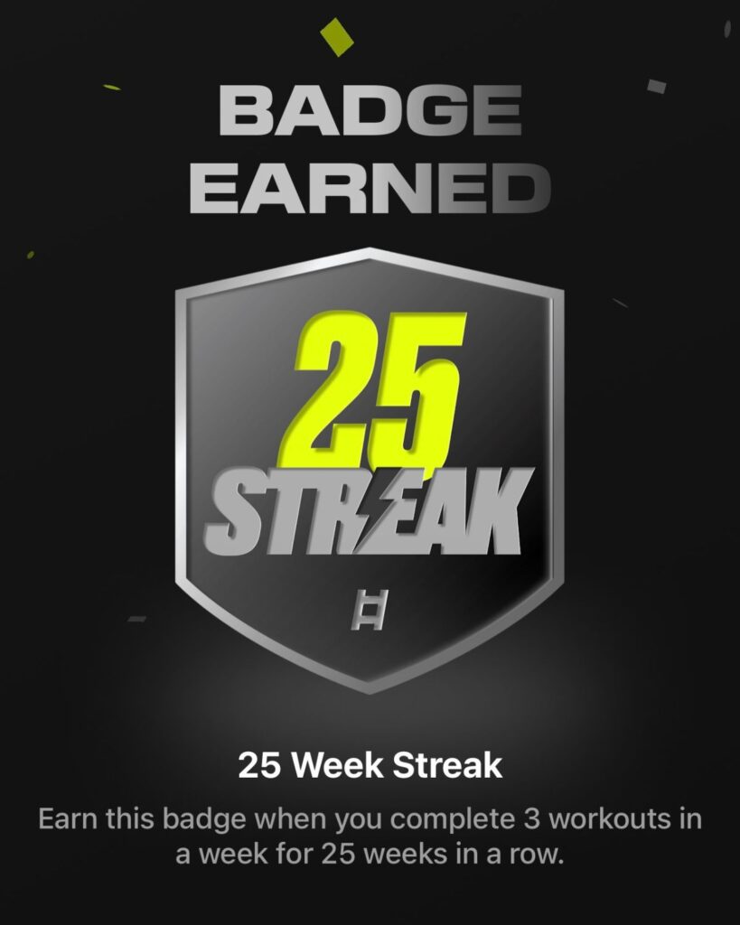 25 week streak badge from ladder fitness app