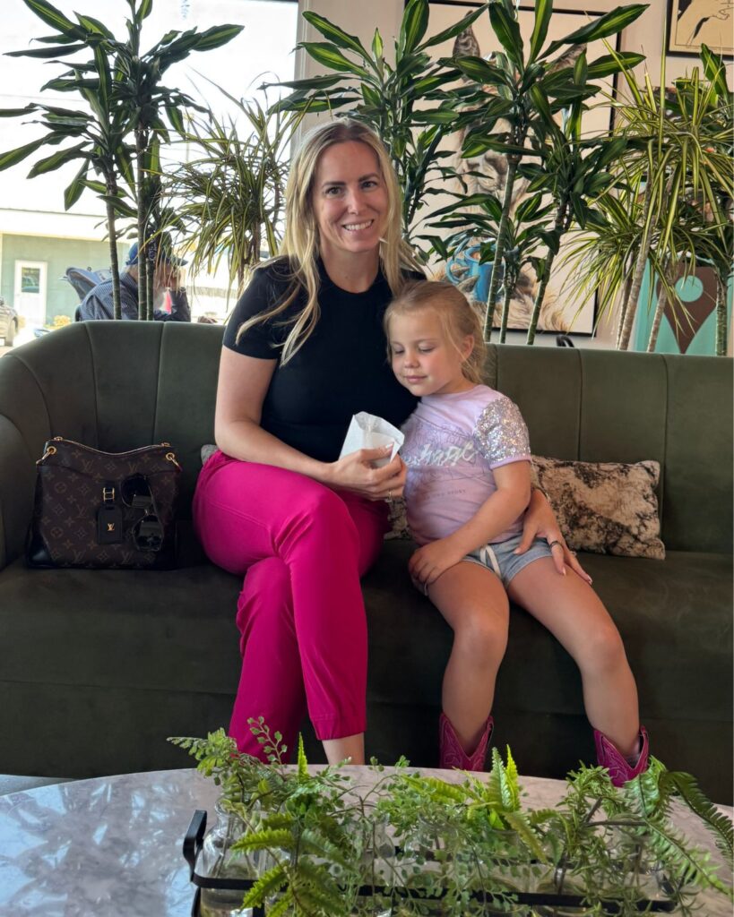 mom and daughter at a coffee shop