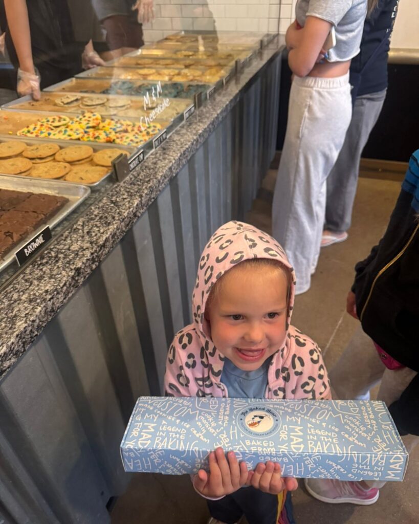 Child holding box of cookies from The Baked Bear in Pacific Beach San Diego