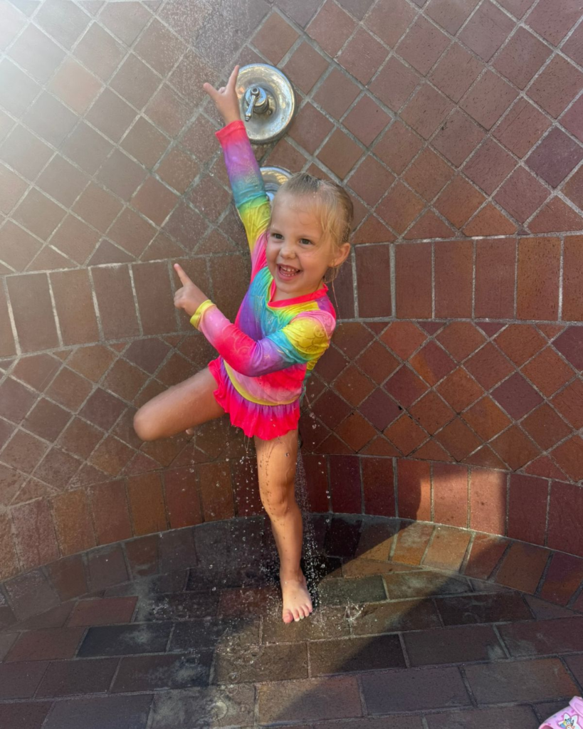 Outdoor rinse station for washing off sand after a day at Pacific Beach.
