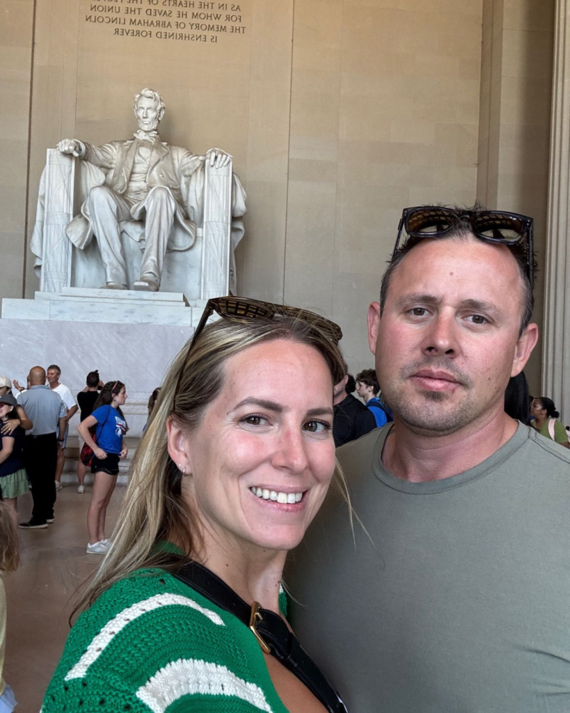 Couple visiting the Lincoln Memorial in Washington DC.