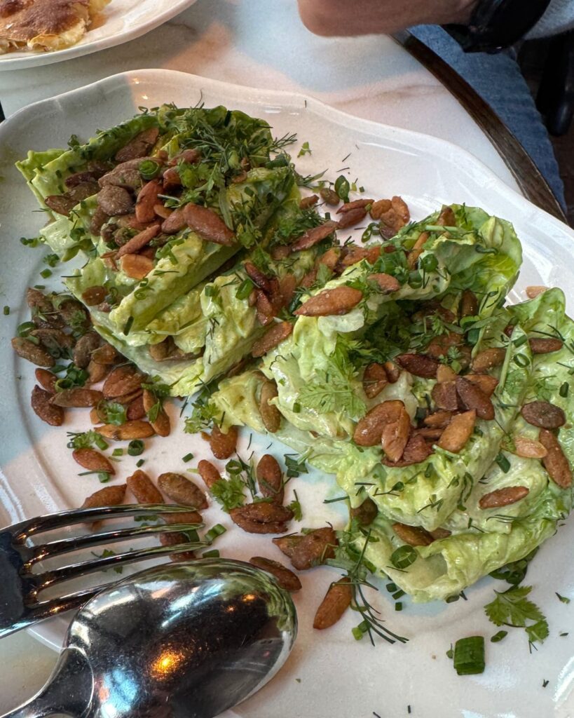 Little Gem salad at Osteria Mozza restaurant in Washington DC.