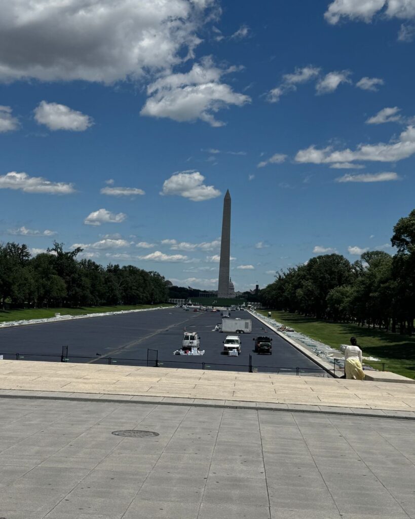 View of the Reflection Pool on the National Mall in Washington DC.