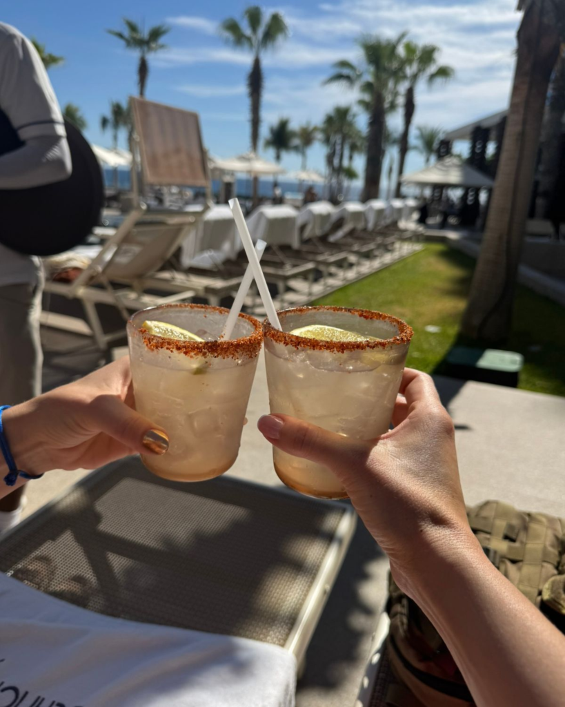 Margaritas served by the pool at Garza Blanca Cabo