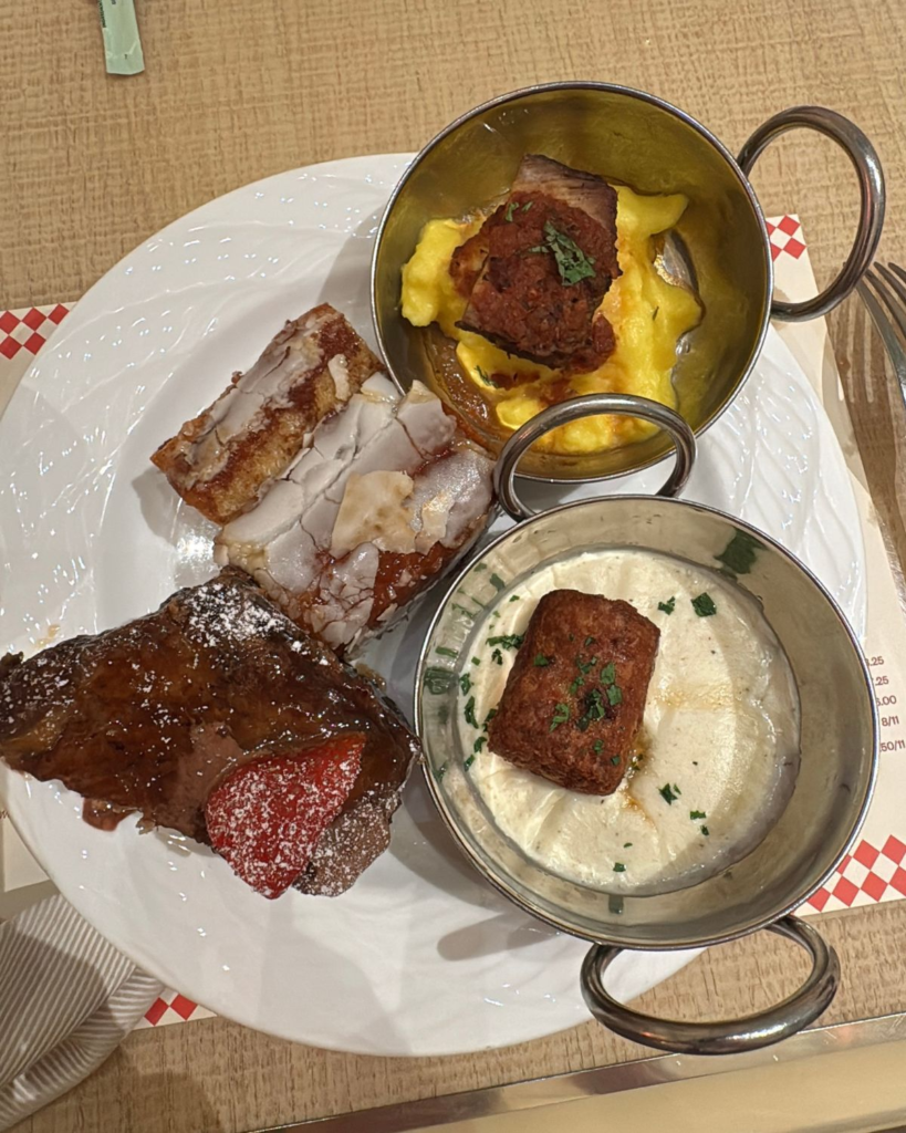 Breakfast plate from the Wynn Buffet with steak, eggs, and sides