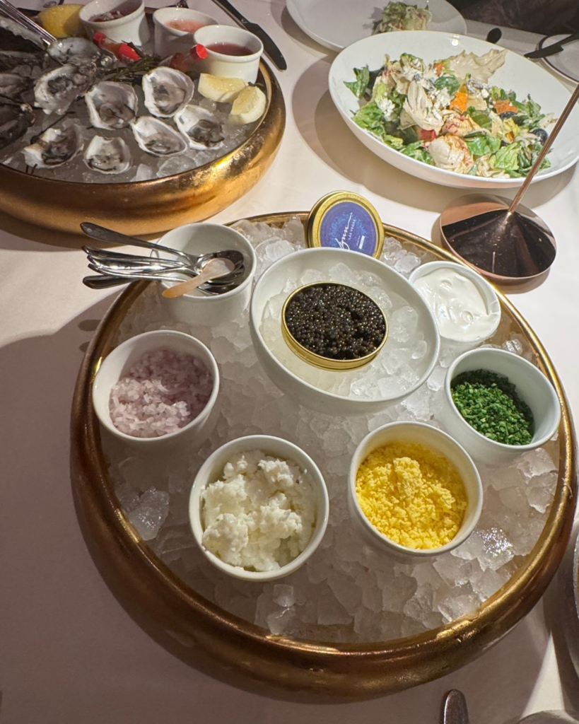Caviar service with toppings at SW Steakhouse in Wynn Las Vegas